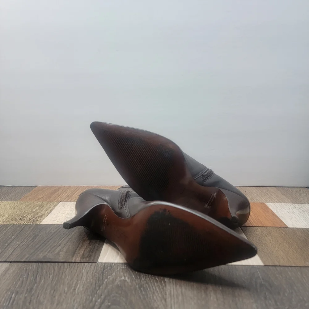 Women's 5.5M Brown Leather Stiletto Ankle Boots - Picture 5 of 5